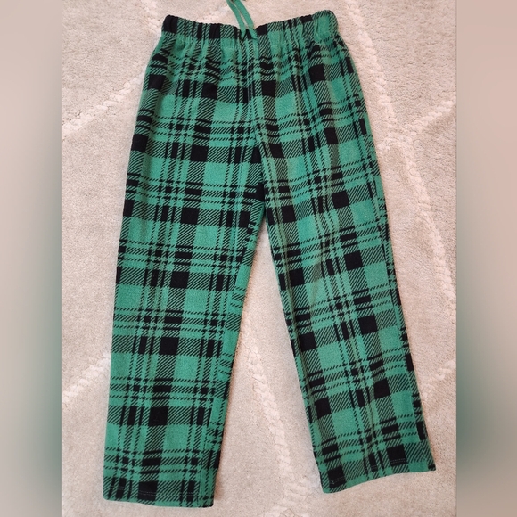 Green and Black Plaid Kids Pajama Pants Size 8 Holiday Time Polyester Fleece - Picture 1 of 4